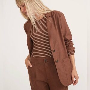 Marine Layer Flora Hemp Blazer Brown Small